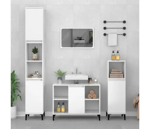 Izlietnes Skapītis, Balts, 80X33X60 Cm, Inženierijas Koks Vidaxl