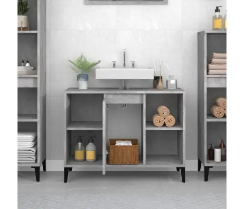 Izlietnes Skapītis, Betonpelēks, 80X33X60 Cm, Inženierijas Koks Vidaxl