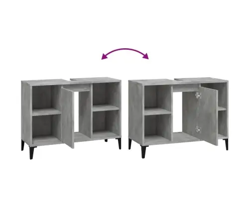 Izlietnes Skapītis, Betonpelēks, 80X33X60 Cm, Inženierijas Koks Vidaxl