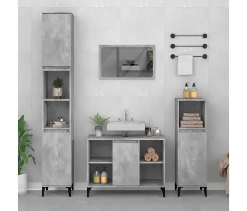 Izlietnes Skapītis, Betonpelēks, 80X33X60 Cm, Inženierijas Koks Vidaxl