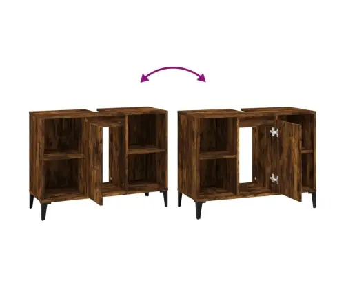 Spintelė Praustuvui, Dūminio Ąžuolo, 80X33X60cm Mediena