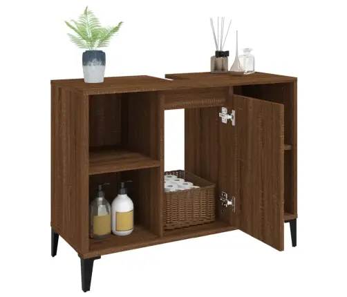 Spintelė Praustuvui, Ruda Ąžuolo, 80X33X60cm Apdirbta Mediena