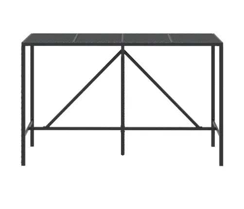 Bāra Galds, Stikla Virsma, Melns, 180X70X110 Cm, Pe Rotangpalma Vidaxl