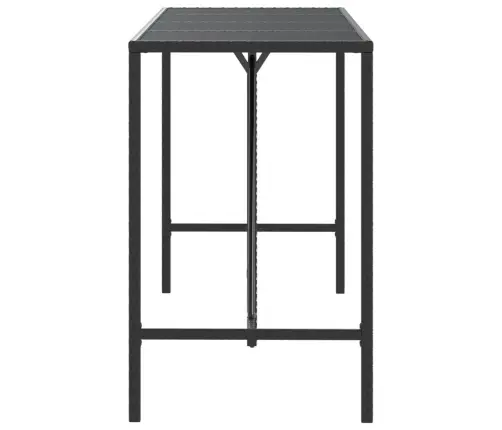 Bāra Galds, Stikla Virsma, Melns, 180X70X110 Cm, Pe Rotangpalma Vidaxl