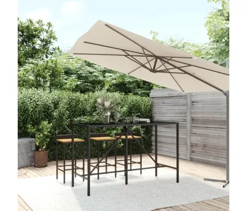 Bāra Galds, Stikla Virsma, Melns, 180X70X110 Cm, Pe Rotangpalma Vidaxl