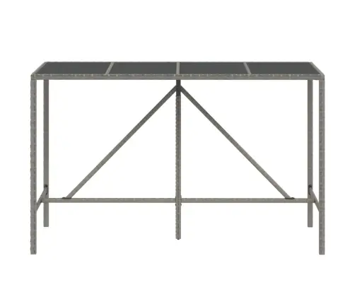 Stalas Su Stikliniu Stalviršiu, Pilkas, 180X70X110cm Ratanas