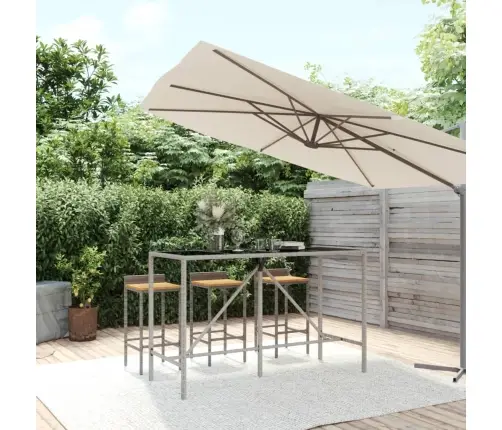 Stalas Su Stikliniu Stalviršiu, Pilkas, 180X70X110cm Ratanas