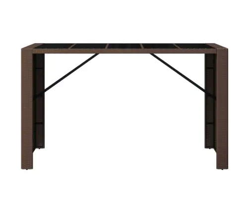 Stalas Su Stikliniu Stalviršiu, Rudas, 185X80X110cm Ratanas