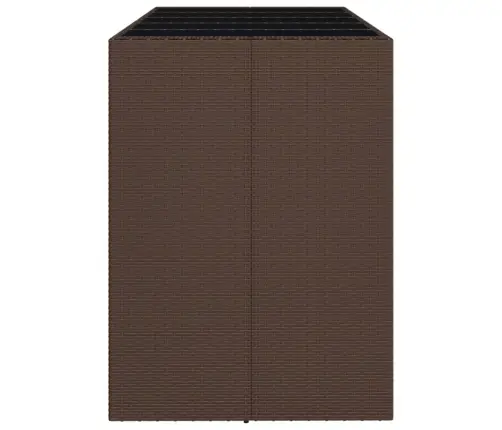 Stalas Su Stikliniu Stalviršiu, Rudas, 185X80X110cm Ratanas