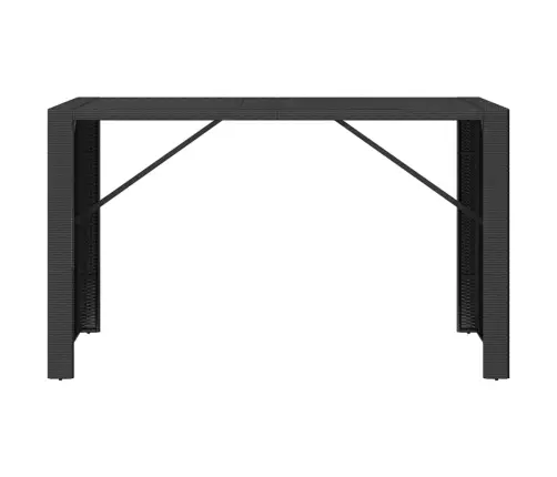 Bāra Galds, Stikla Virsma, Melns, 185X80X110 Cm, Pe Rotangpalma Vidaxl