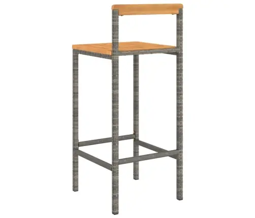 Baro Taburetės, 2Vnt., Pilkos, Poliratanas Ir Akacijos Masyvas