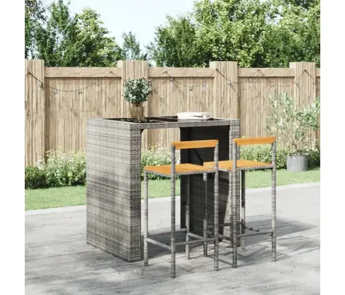 Baro Taburetės, 2Vnt., Pilkos, Poliratanas Ir Akacijos Masyvas