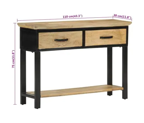 Konsoollaud, 110 X 30 X 75 cm Töötlemata Mangopuit