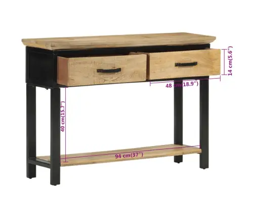 Konsoollaud, 110 X 30 X 75 cm Töötlemata Mangopuit