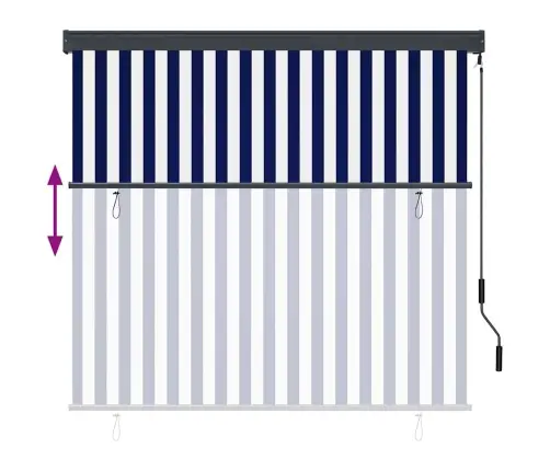 Āra Ruļļu Žalūzija Regulējams Zils Un Balts 180 X 250 Cm Audums Vidaxl Āra Ruļļu Žalūzija Regulējams Zils Un Balts 180 X 250 Cm Audums Vidaxl