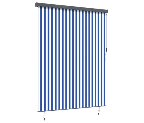 Āra Ruļļu Žalūzija Regulējams Zils Un Balts 200 X 250 Cm Audums Vidaxl