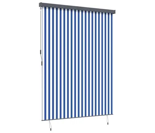 Āra Ruļļu Žalūzija Regulējams Zils Un Balts 200 X 250 Cm Audums Vidaxl