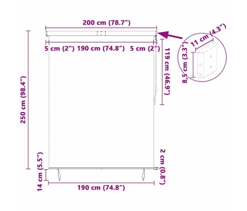 Āra Ruļļu Žalūzija Oranža Un Brūna 200 X 250 Cm Audums Vidaxl