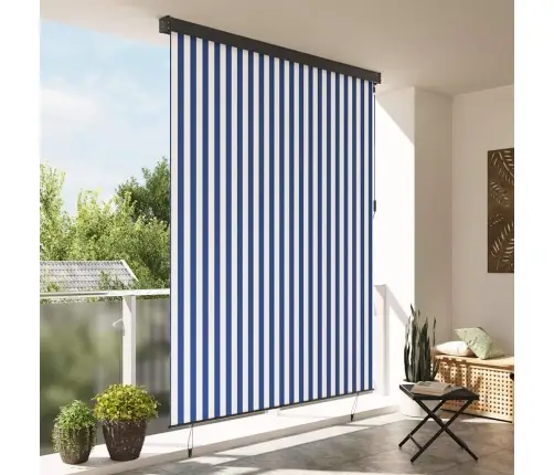 Välis Rulli Kardin Striped Sinine Ja Valge 220 X 250 Cm Kangas Välis Rulli Kardin Striped Sinine Ja Valge 220 X 250 Cm Kangas