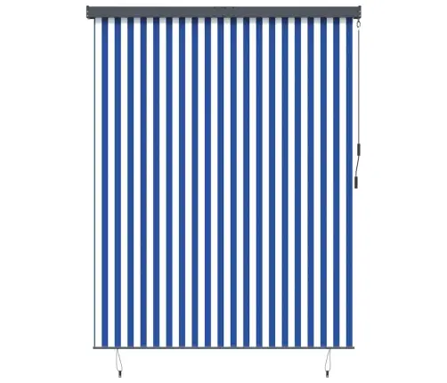 Välis Rulli Kardin Striped Sinine Ja Valge 220 X 250 Cm Kangas Välis Rulli Kardin Striped Sinine Ja Valge 220 X 250 Cm Kangas