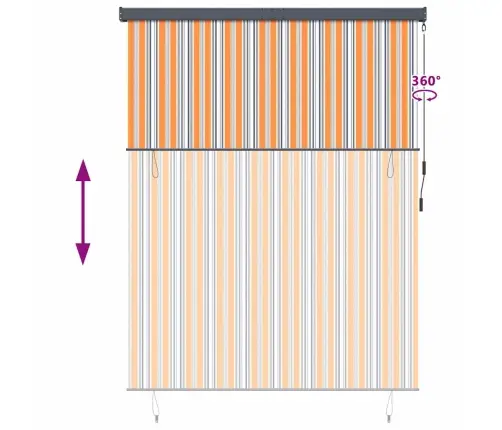 Āra Ruļļu Žalūzija Dzeltena Ar Zilu 220 X 250 Cm Audums Vidaxl
