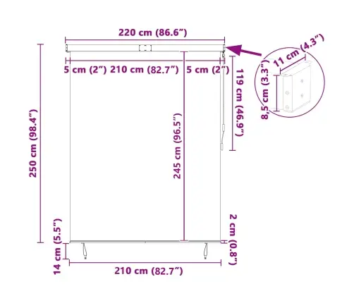 Roletas Geltona Ir Mėlyna 200 X 250 Cm Audinys Ir Aliuminis
