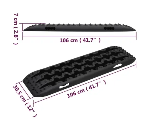 Auto Izvilkšanas Dēļi, 2 Gab., 106X30,5X7 Cm, Neilons, Melni Vidaxl