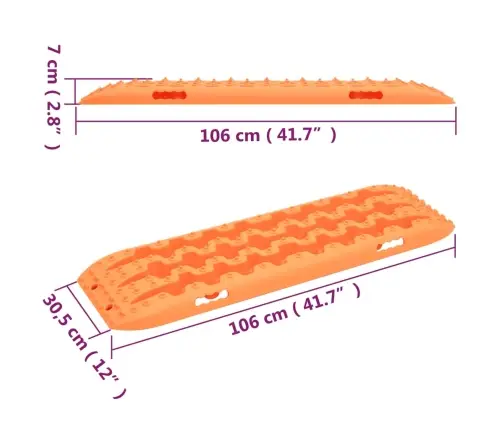Auto Izvilkšanas Dēļi, 2 Gab., 106X30,5X7 Cm, Neilons, Oranži Vidaxl