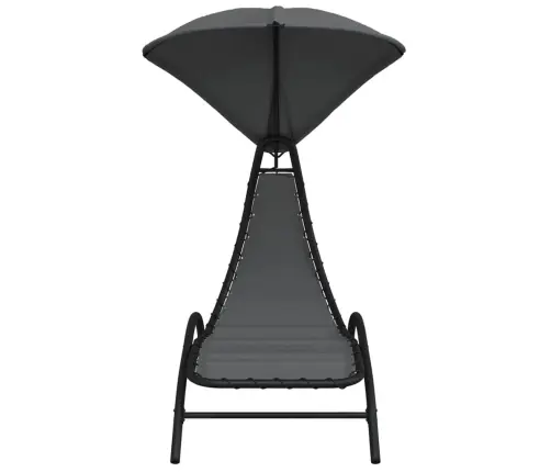 Sauļošanās Zvilnis Ar Jumtu, Tumši Pelēks, 167X80X195Cm, Audums Vidaxl