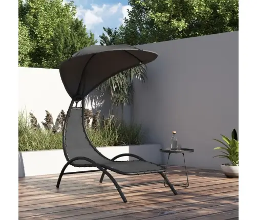 Sauļošanās Zvilnis Ar Jumtu, Tumši Pelēks, 167X80X195Cm, Audums Vidaxl