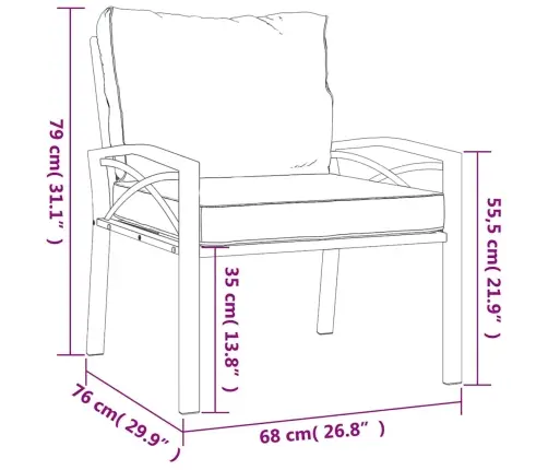 Dārza Krēsli, Smilškrāsas Matrači, 2 Gab., 68X76X79 Cm, Tērauds Vidaxl