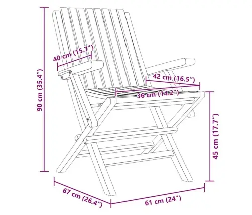 Saliekami Dārza Krēsli, 2 Gab., 61X67X90 Cm, Masīvs Tīkkoks Vidaxl