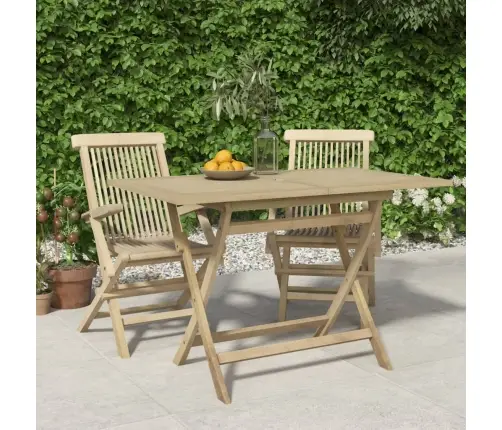 Saliekams Dārza Galds, Pelēks, 120X70X75 Cm, Masīvs Tīkkoks Vidaxl