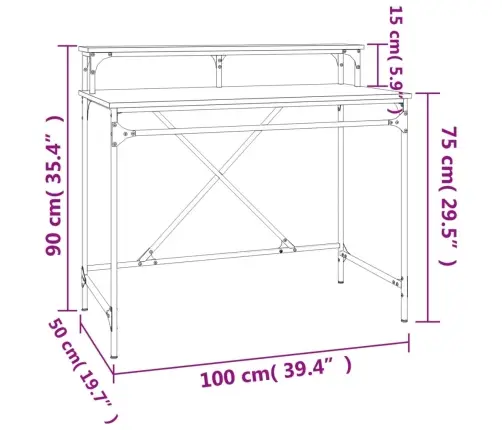 Rakstāmgalds, Sonomas Ozolkoka, 100X50X90 Cm, Inženierijas Koks Vidaxl