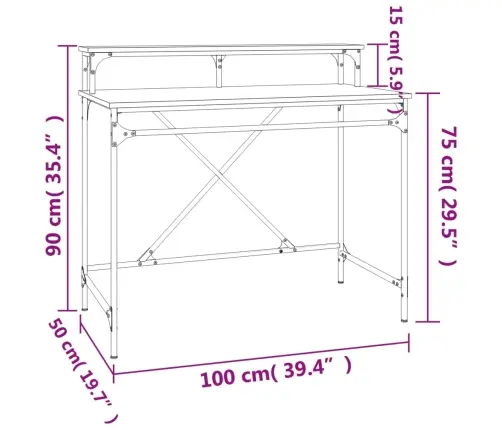 Rakstāmgalds, Ozolkoka Krāsa, 100X50X90 Cm, Inženierijas Koks Vidaxl