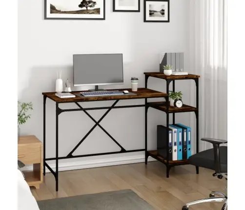 Rakstāmgalds Ar Plauktiem, 135X50X90 Cm, Inženierijas Koks Vidaxl
