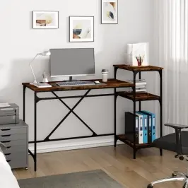 Rakstāmgalds Ar Plauktiem, 135X50X90 Cm, Inženierijas Koks Vidaxl