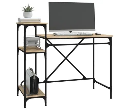 Rakstāmgalds Ar Plauktiem, 105X50X90 Cm, Inženierijas Koks Vidaxl