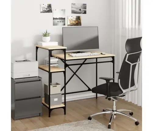 Rakstāmgalds Ar Plauktiem, 105X50X90 Cm, Inženierijas Koks Vidaxl