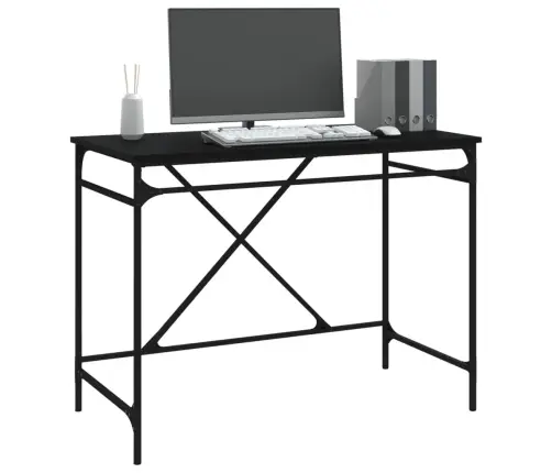 Rakstāmgalds, Melns, 100X50X75 Cm, Inženierijas Koks Un Dzelzs Vidaxl