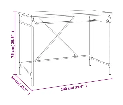 Rakstāmgalds, Sonomas Ozolkoka, 100X50X75 Cm, Inženierijas Koks Vidaxl