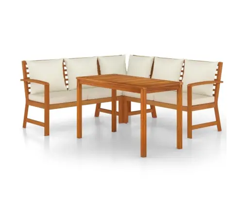 4-Daļīgs Dārza Mēbeļu Komplekts Ar Matračiem, Akācijas Koks Vidaxl