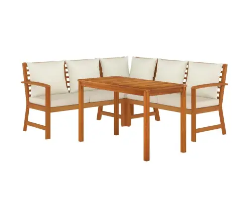 4-Daļīgs Dārza Mēbeļu Komplekts Ar Matračiem, Akācijas Koks Vidaxl