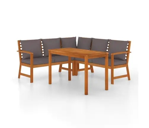 4-Daļīgs Dārza Mēbeļu Komplekts Ar Matračiem, Akācijas Koks Vidaxl