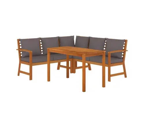 4-Daļīgs Dārza Mēbeļu Komplekts Ar Matračiem, Akācijas Koks Vidaxl