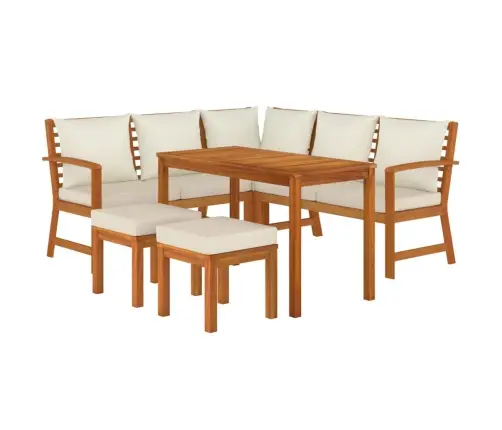 6-Daļīgs Dārza Mēbeļu Komplekts, Matrači, Akācijas Masīvkoks Vidaxl