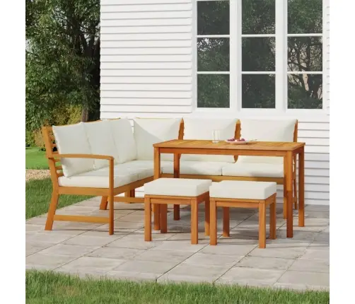 6-Daļīgs Dārza Mēbeļu Komplekts, Matrači, Akācijas Masīvkoks Vidaxl