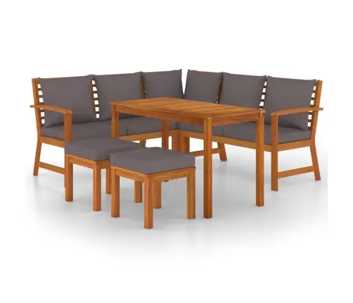 6-Osaline Aiamööbli Komplekt Patjadega, Akaatsiapuit