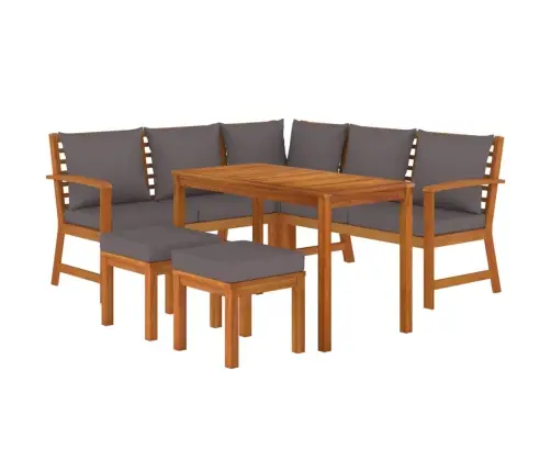 6-Osaline Aiamööbli Komplekt Patjadega, Akaatsiapuit