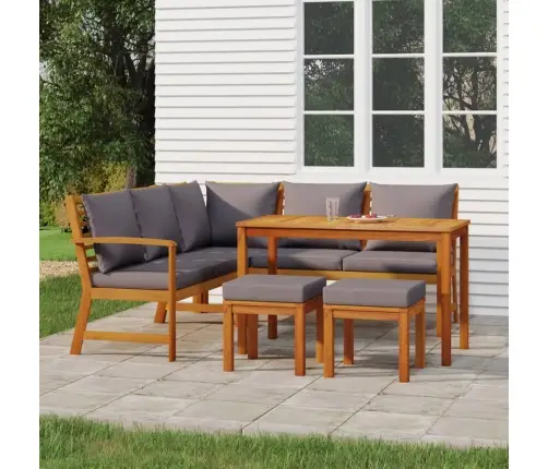 6-Osaline Aiamööbli Komplekt Patjadega, Akaatsiapuit